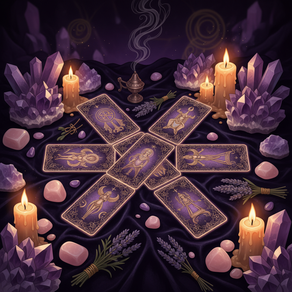 Souls Aligned Spread - crystals and candles