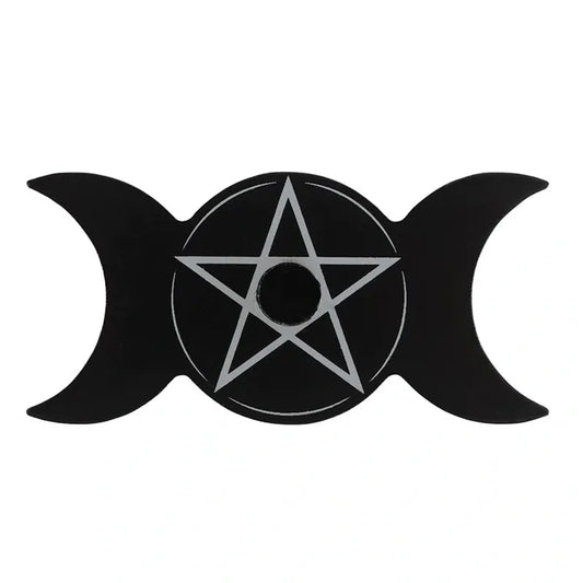 Triple Moon Pentagram Candle Holder